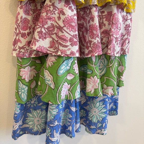 Alix of Bohemia Colorful Tiered Ruffle Floral Maxi Dress Smocked XS - Picture 4 of 11